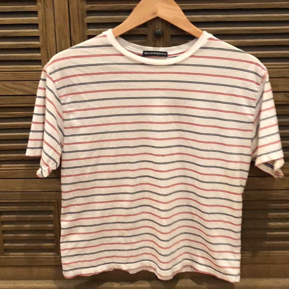 Brandy Melville red/white/blue striped t shirt